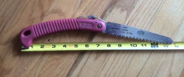 My Felco foldable 60 with a 6" blade. I routinely cut 1 1/2" and bigger wood with this. It's sharp!