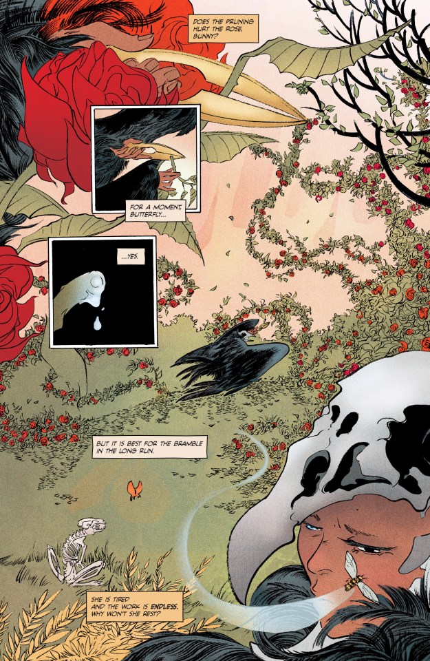 Illustrations from 'Pretty Deadly', written bj Kelly Sue Deconnick, art Emma Rios, colors Jordie Bellaire, Image Comics 2015